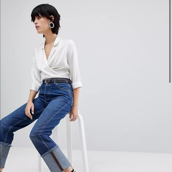 WAREHOUSE Turn Up Frayed Hem Jeans cuffed denim size 26 - Picture 4 of 9